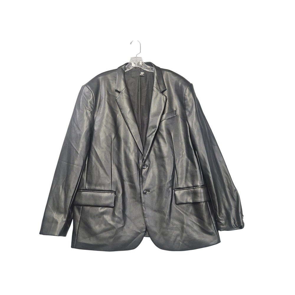 J. Ferrar Mens Black Faux Leather Slim Fit Blazer Jacket XXL 552-0786 0109
